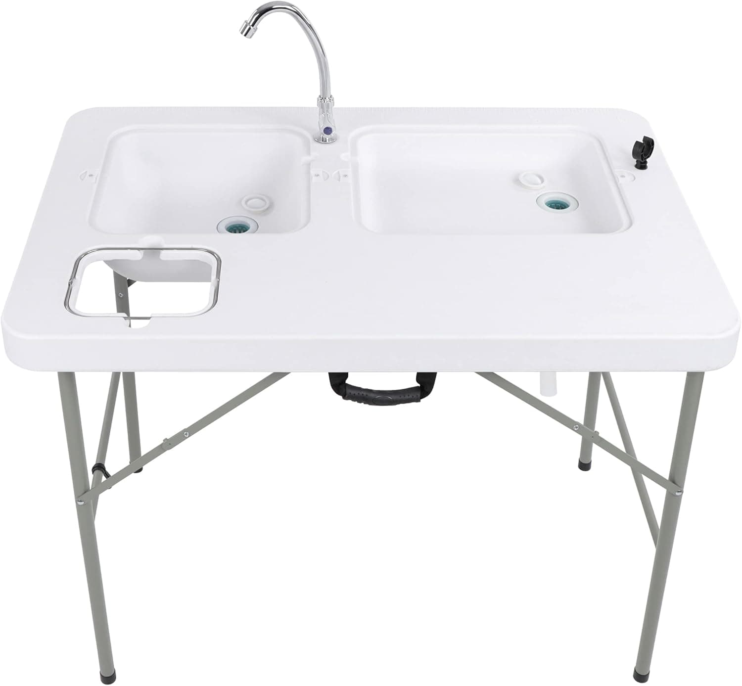 Redline Canyon Camping Sink Table with Dual Sinks - Portable 32in Tall Fish Cleaning Table Camping Kitchen with Faucet
