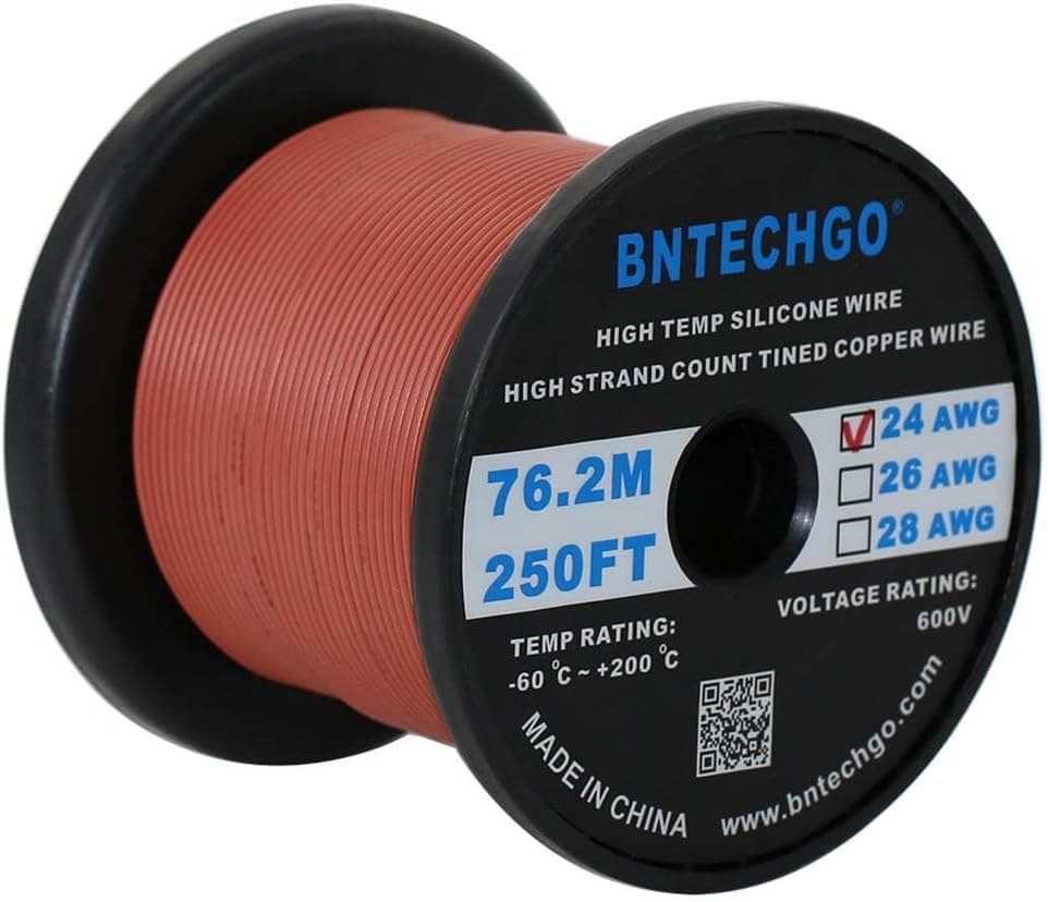 BNTECHGO 24 Gauge Silicone Wire Spool 250 ft Brown Flexible 24 AWG Stranded Tinned Copper Wire