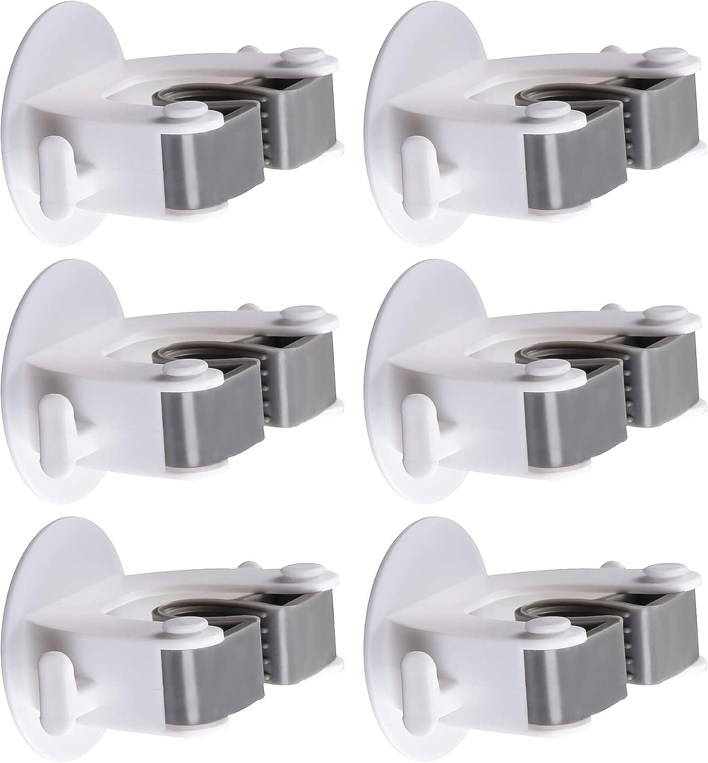 Broom Holder, Wall Mounted Mop Gripper (Clip and Hooks 2-in-1) 6 Pack, No Drill Self Adhesive Home Storage Hanger Organizer for Kitchen Closet Garage Bathroom Door Board (Damage-Free)