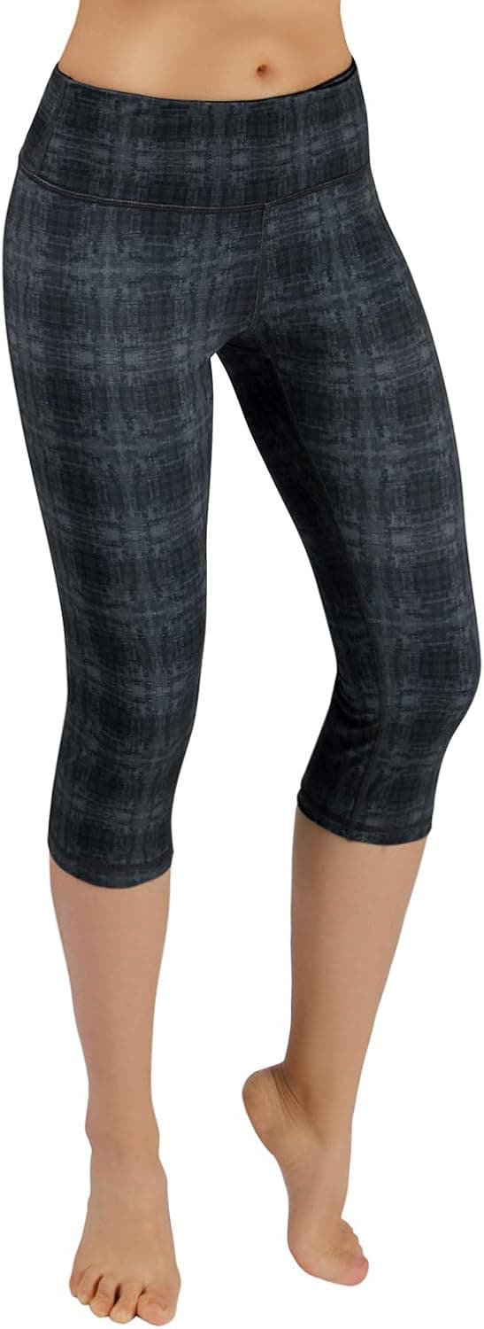ODODOS Women's High Waisted Pattern Capris, Tummy Control, Workout Yoga Capris with Hidden Pocket,LinearTribal,Medium