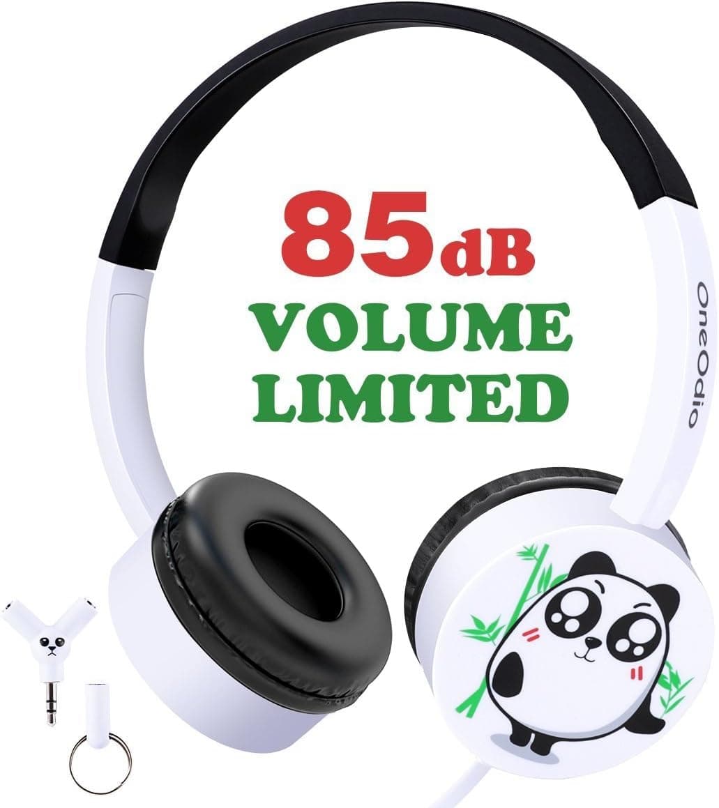 OneOdio Kids Headphones, 85dB Volume Limited Headsets for Children, Durable, Adjustable, Lightweight Headphones with 3.5mm Audio Jack for iPad, Kindle, Computers and Tablet (White)