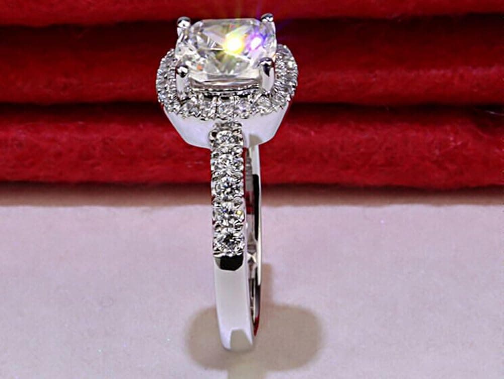 TenFit Jewelry 3 Carat VVS1 Simulated Diamond Engagement Ring for Women Silver Wedding Jewelry