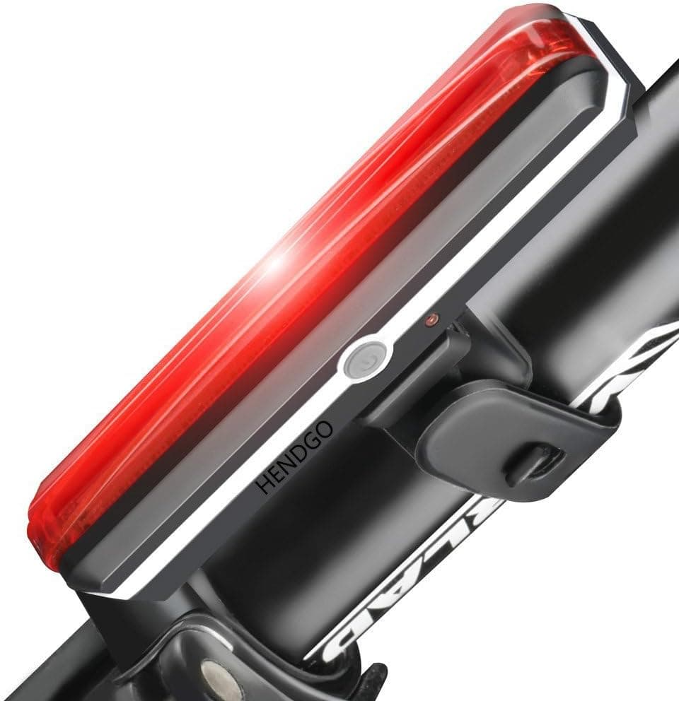 HENDGO Ultra Bright Bike Tail Light-USB Charging, Waterproof, Helmet Front Light Accessories. High Intensity LED Fits on any Bicycles. Easy To install for Cycling Safety Flashlight