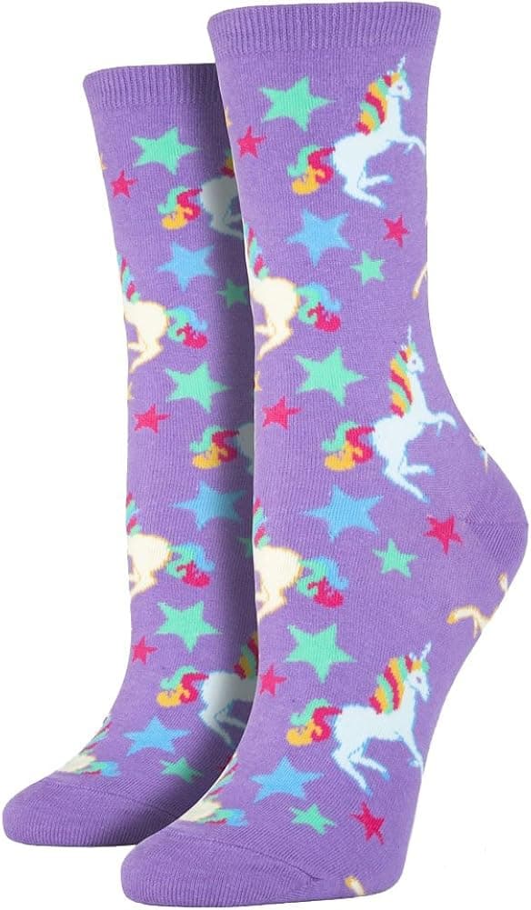 Sock Smith Adult Unicorn Socks-Bright Purple-Medium