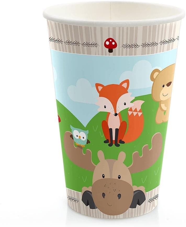 Big Dot of Happiness Woodland Creatures - Baby Shower or Birthday Party Hot & Cold Drinking Cups (8 count)
