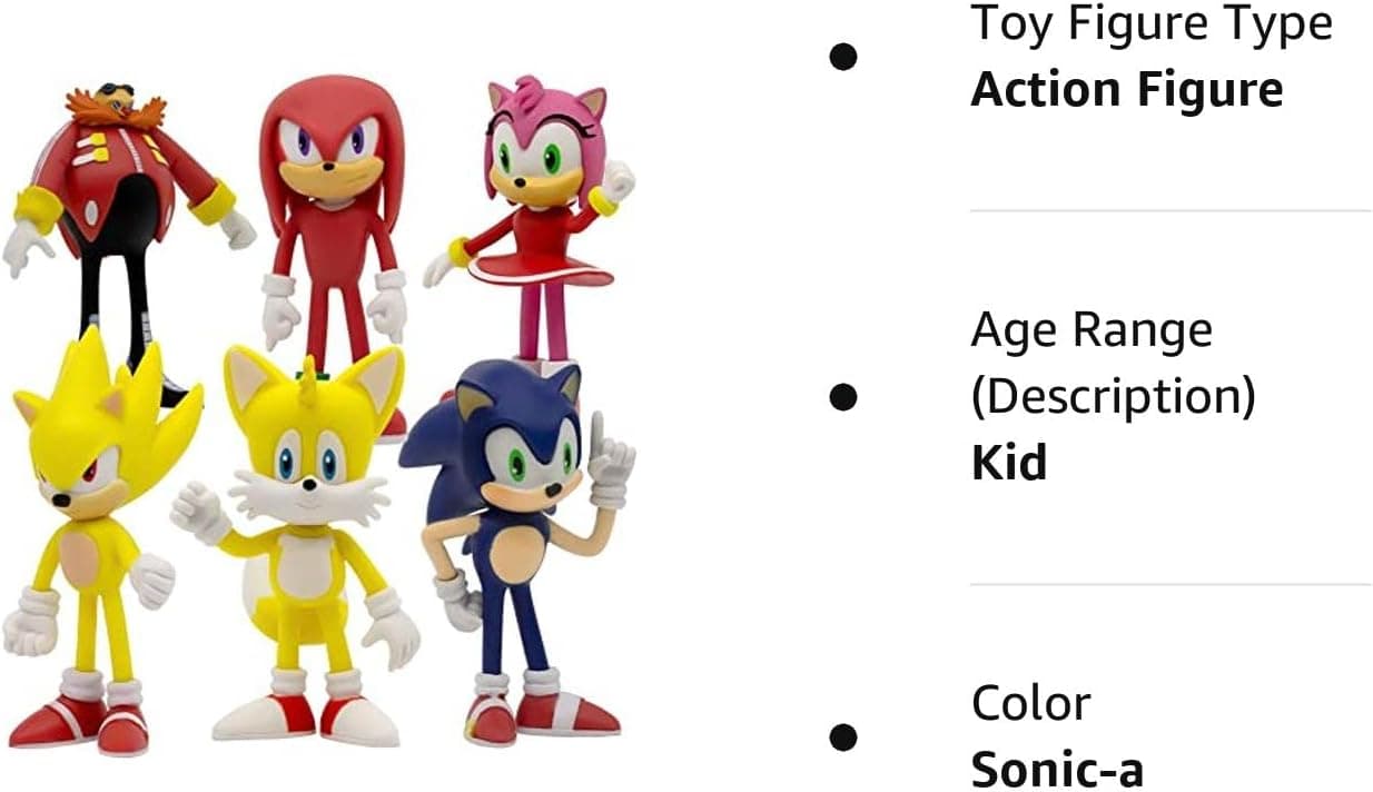 Feluxcy 6 Pack Toys Action Figures 3.14 inch Tall, Party Supplies Cake Toppers, Kids Toys for Ages 3 and up