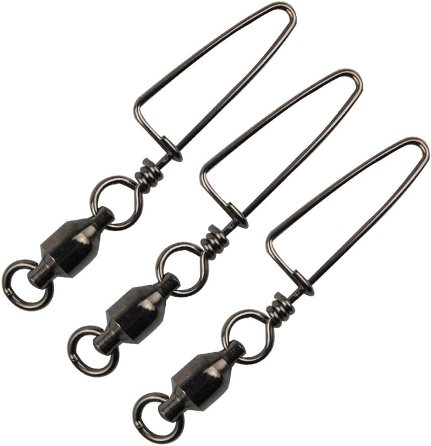 Easy Catch 10, 30 Pack High-Strength Fishing Ball Bearing Swivel with Coastlock Snap, Strong Welded Ring for Saltwater Fishing-18Lb to 440Lb (100% Copper+Stainless Steel with Black Nickle Coated)