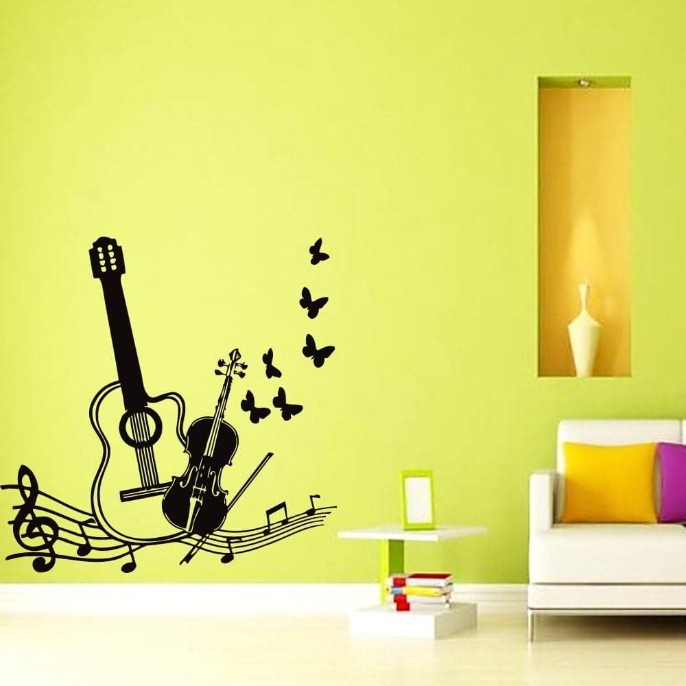 Wall Vinyl Sticker Decal Art Design Guitar Violin with Music Note Scale Room Nice Picture Decor Hall Wall Chu169