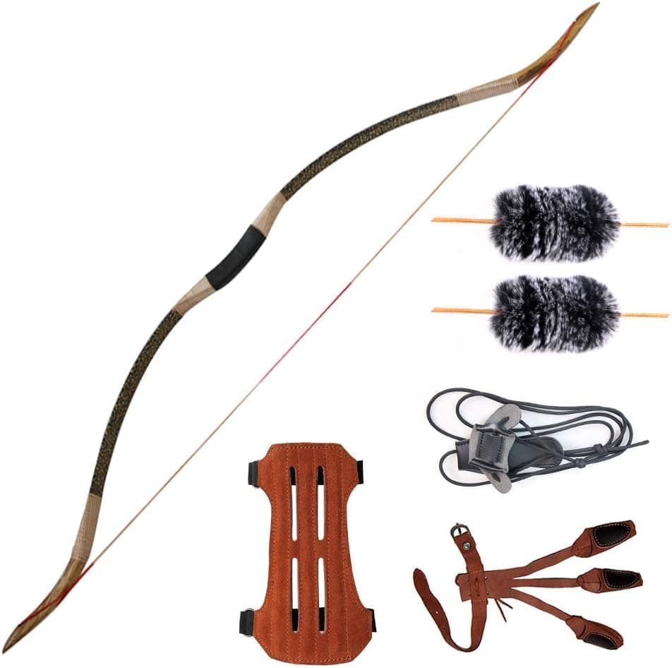 IRQ Traditional Handmade Longbow Horsebow for Adult, Hunting Recurve Archery Bow, Recurve Bow Set 30lbs-50lbs