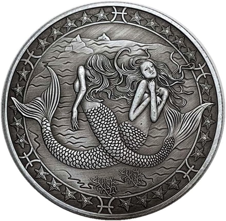 Creative Twelve Constellations Zodiac Coin Challenge Ancient Silver Commemorative Coins Home Decor Crafts Art Collection Gift (Pisces)