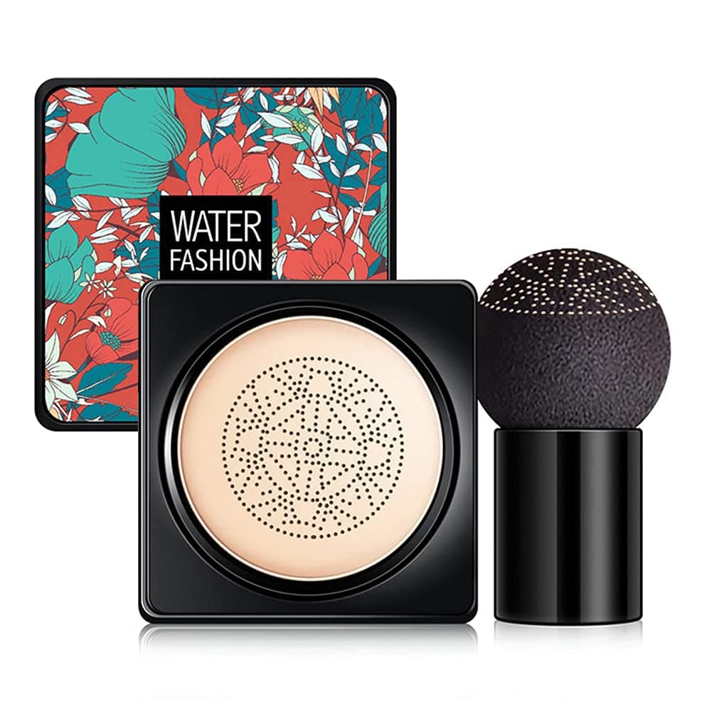 abyomon Air Cushion CC Cream Mushroom Head Foundation, BB Cream Moisturizing Concealer Makeup Base,Oil Control,Long Lasting with Mushroom Makeup Sponge (Natural)