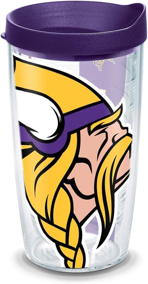 Tervis Made in USA Double Walled NFL Minnesota Vikings Insulated Tumbler Cup Keeps Drinks Cold & Hot, 16oz, Colossal
