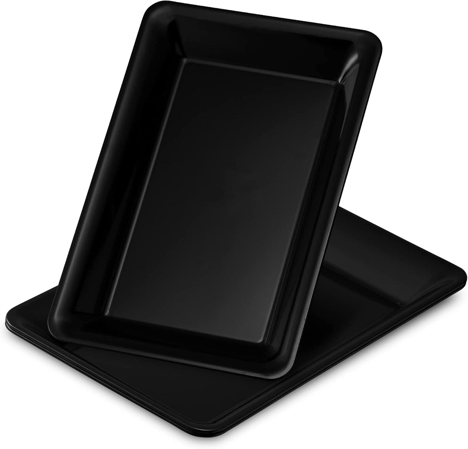 Plasticpro Plastic Serving Trays - Serving Platters Rectangle 10 X 14 Disposable Party Dish Black Pack of 4