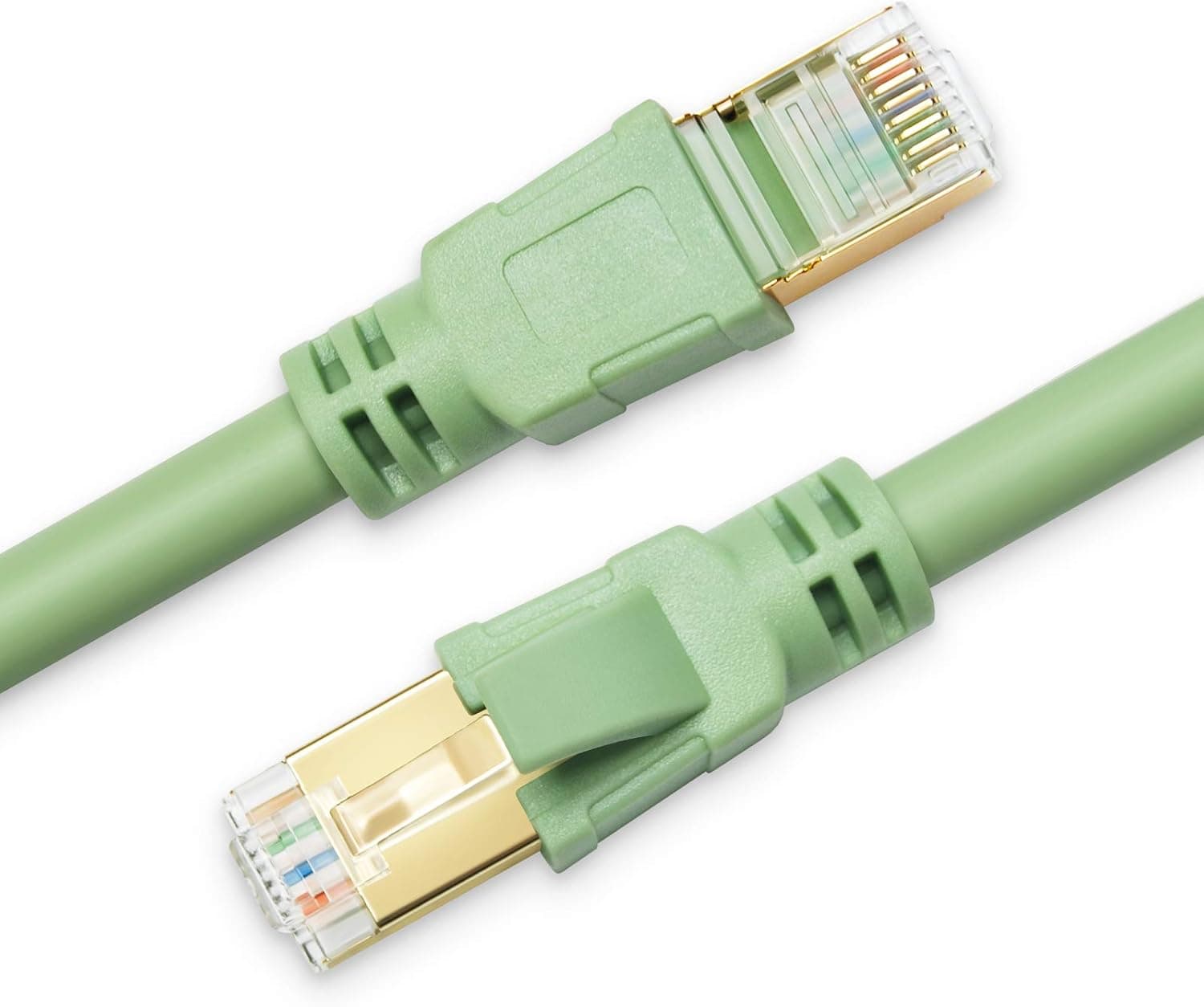 CAT 8 Ethernet Cable, 50ft High Speed 40Gbps 2000MHz Morandi Colored CAT8 SFTP Cord, Gigabit Internet Network LAN Cable with Gold Plated RJ45 Connector for Gaming, Modem, PC (Morandi Green, 50ft)