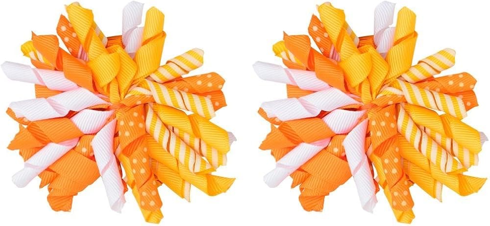 juDanzy Halloween and Fall Candy Corn Korker Hair Bow Clip for Girls (2 Pack)