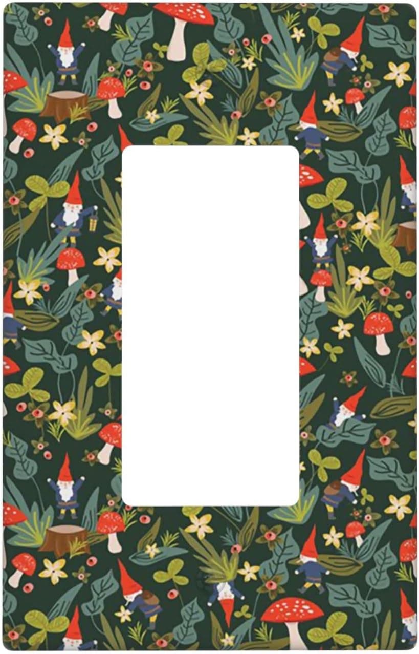 Woodland Gnomes Single Rocker Decorative Light Switch Wall Plate Cover 1 Gang Standard Size 4.5x2.76 Inch