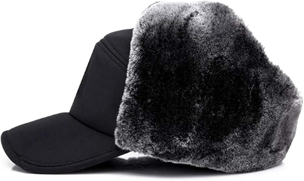 Men's Winter Warm Thick Cotton Wool Peaked Baseball Caps Hat with Fold Earmuffs Warmer
