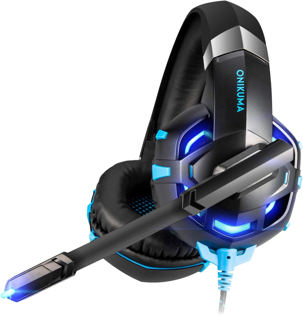 WILLNORN Gaming Headset for PS4 Xbox One Controller, Laptop, PC, Nintendo Switch, Smartphones, Noise Cancelling Over Ear Headphones with Mic & LED Light Stereo Sound (Blue)
