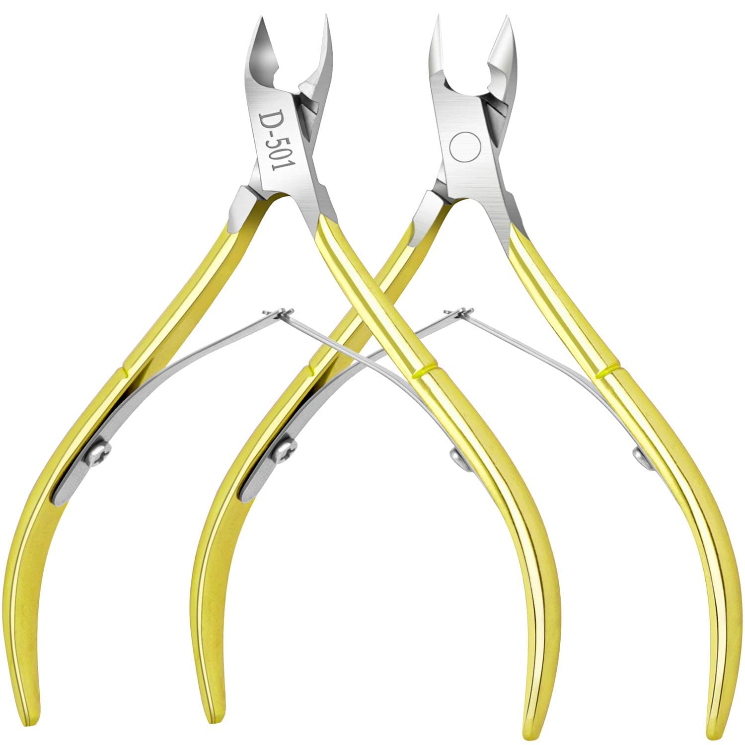 2 Pack Cuticle Nipper- Professional Grade Cuticle Trimmer, Extremely Sharp Cuticle Remover Pedicure Manicure Tool, Perfect Cuticle Remover Tool for Manicure & Pedicure at Home/Spa/Salon[GOLD]