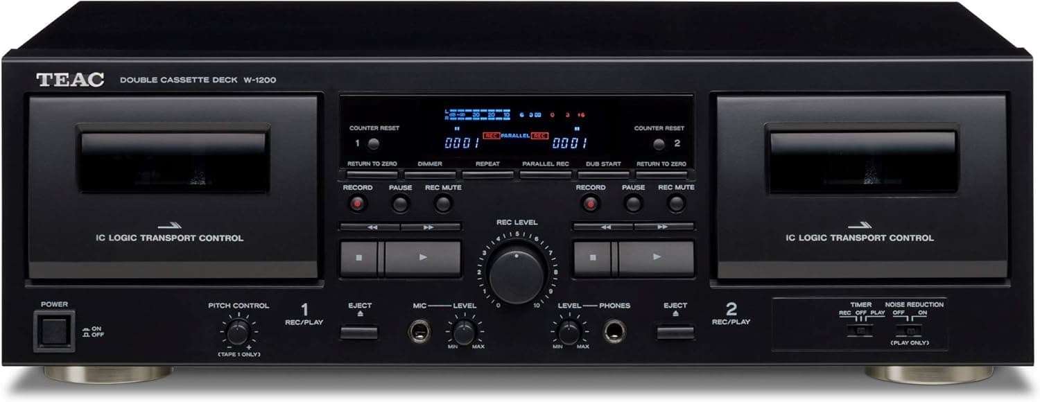 Teac W-1200 Dual Cassette Deck with Recorder/ USB/ Pitch/ Karaoke-Mic-in and Remote