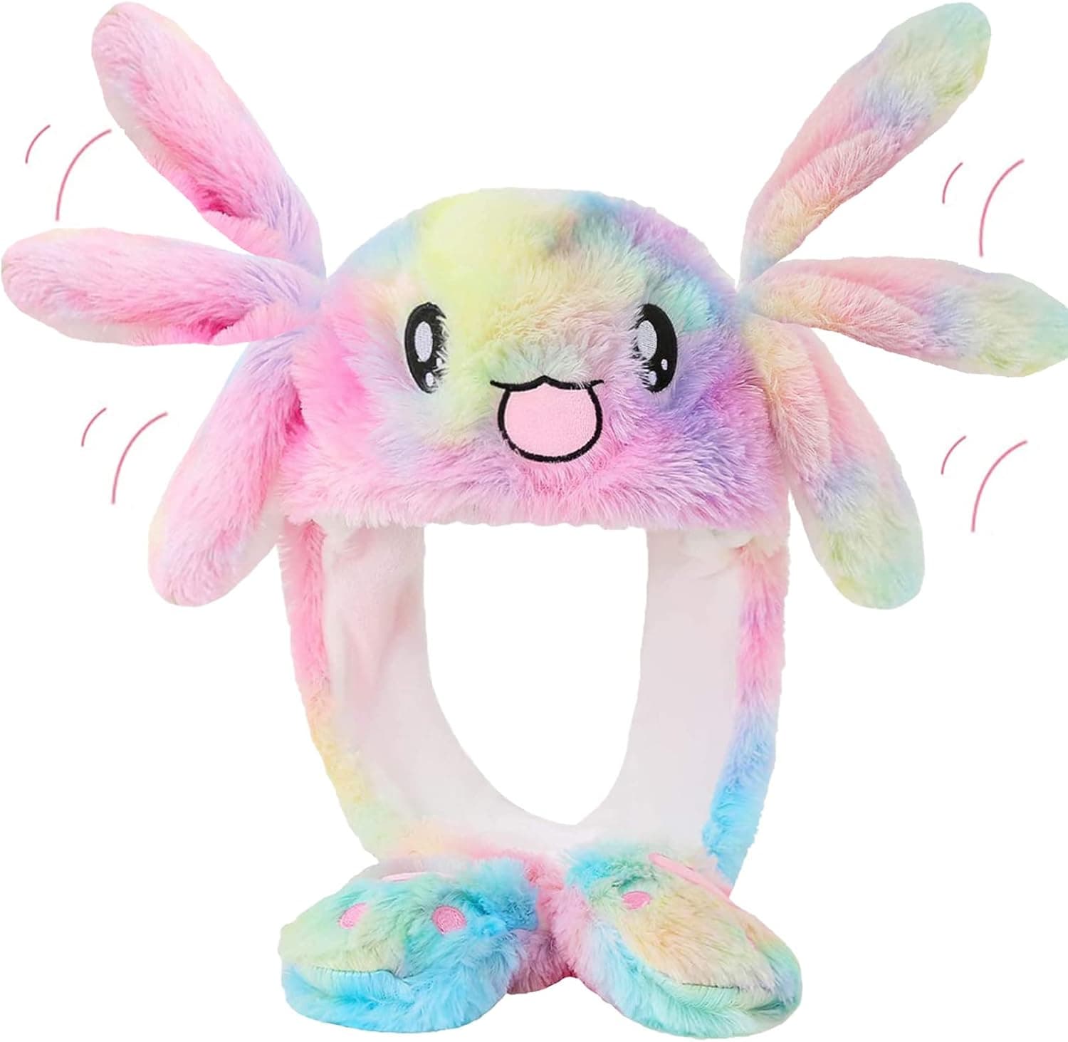 kayiou Bunny Hat with Moving Jumping Ears, Funny Rabbit Hats, Christmas Party Holiday Plush cap