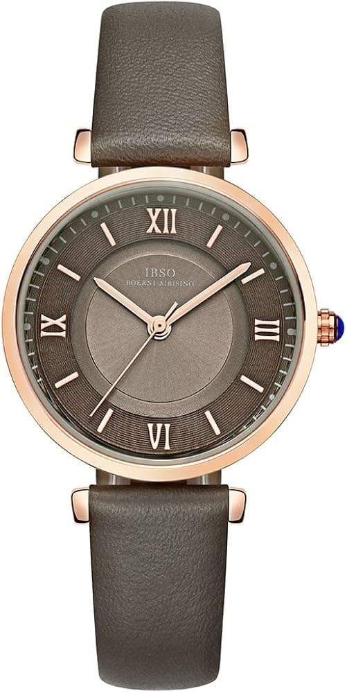 IBSO Female Watches Leather Strap Round Case Fashion Women Watch Waterproof