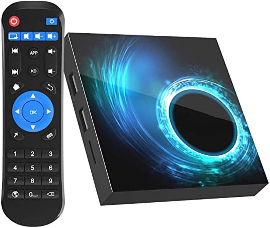 Android 10.0 TV Box, 4GB RAM 32GB ROM Android TV Box Quad-core Smart Android TV Box 64bit, Support 2.4G/5.0G Dual WiFi 6K Utral HD / 3D / H.265 with BT 5.0