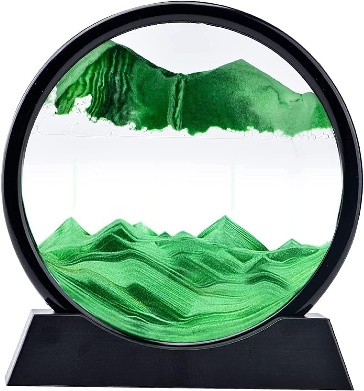 YOOLANSA Falling Sand Art Sandscape，Moving Sand Art Decor，Rainbow Vision Sand Picture for Home Decor and Office（ Green，12in