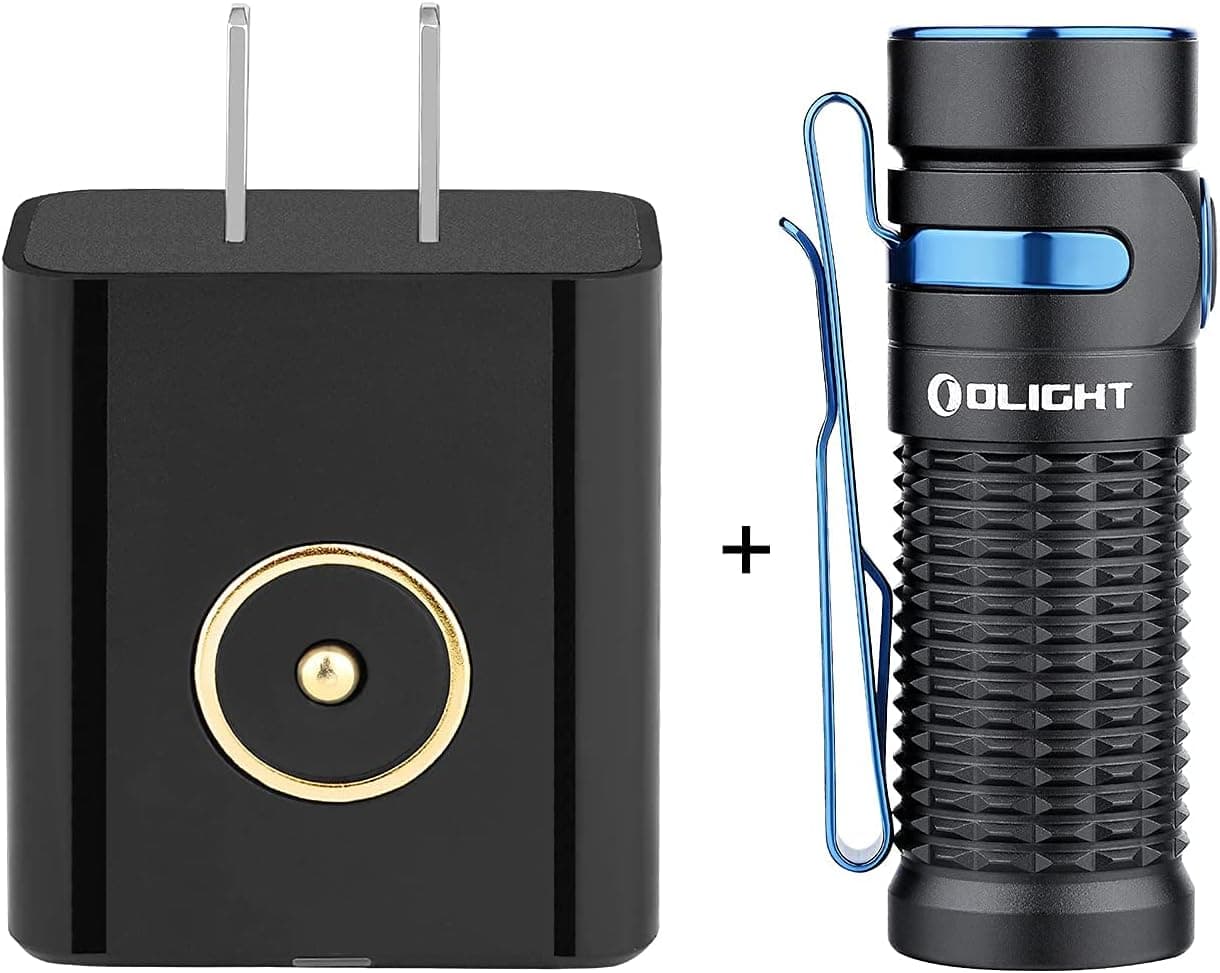 OLIGHT Baton3 1200 Lumens Ultra-Compact Rechargeable EDC Flashlight Bundle with MCA Portable Magnetic Charging Adapter