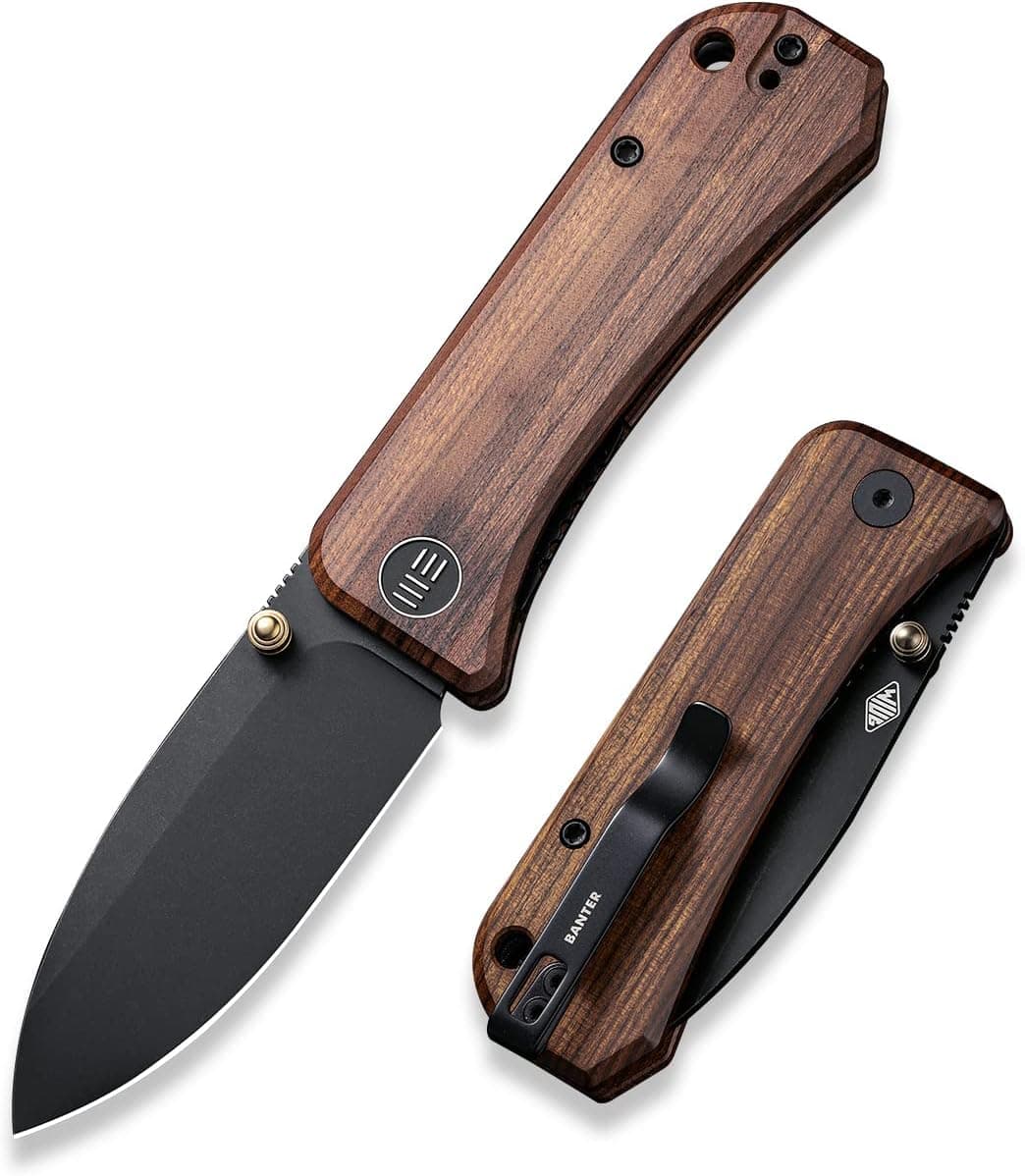 WeKnife Banter Pocket Knife for EDC, Ben Petersen Folding Knife with 2.9" CPM S35VN Steel Blade Cuibourtia Wood Handle, Titanium Thumb Stud Opener 2004K (Wood)