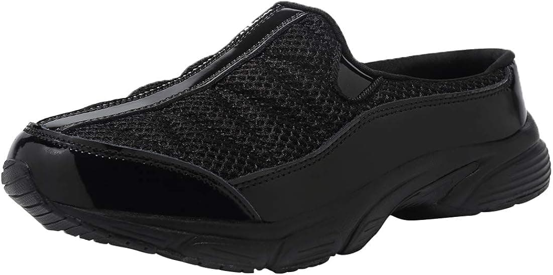 FANTURE Womens Mesh Breathable Casual Sneakers Clog Mule Ultra Lightweight Slip on Walking Shoes Genuine Suede Leather