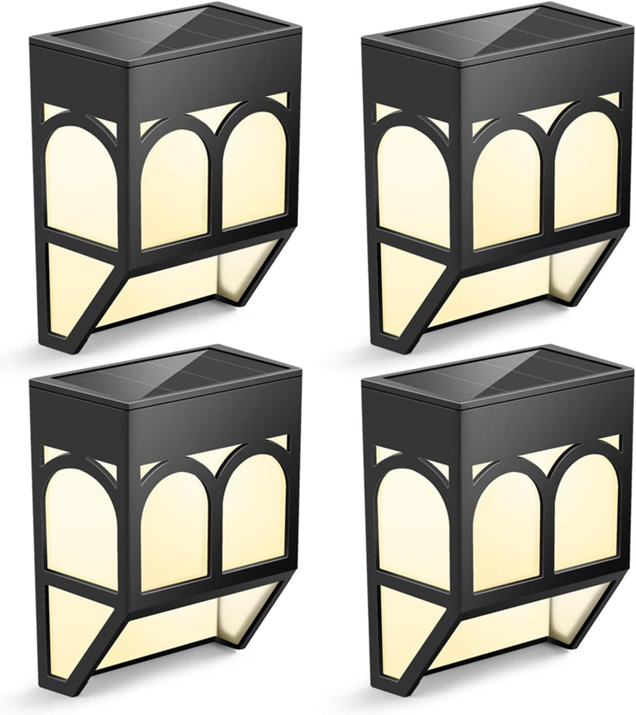 Solar Lights Outdoor, LED Waterproof Lighting Lantern - Wall Mounted for Landscape, Spot, Porch, Garden, Deck, Fence, Patio,Stair, Backyard, Garage, Spool, Path, Warm White/Color Changing,4 Packs