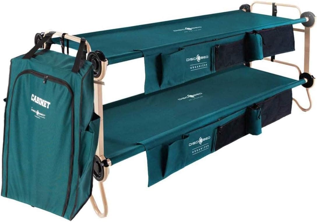 Disc-O-Bed X-Large Cam-O-Bunk Bench Bunked Double Cot + 3 Shelf Hanging Cabinet