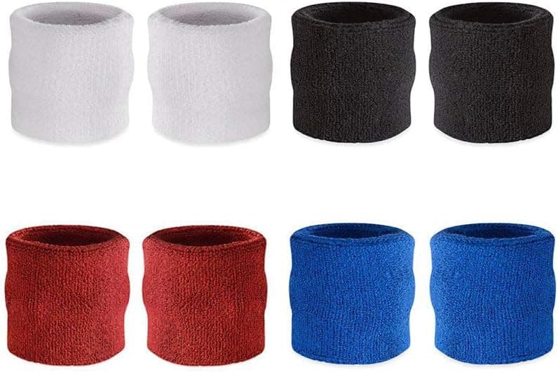 Oaimyy Assorted Colors Wrist Sweatbands Athletic Cotton Terry Cloth Wristbands for Gym Sports-4Pairs