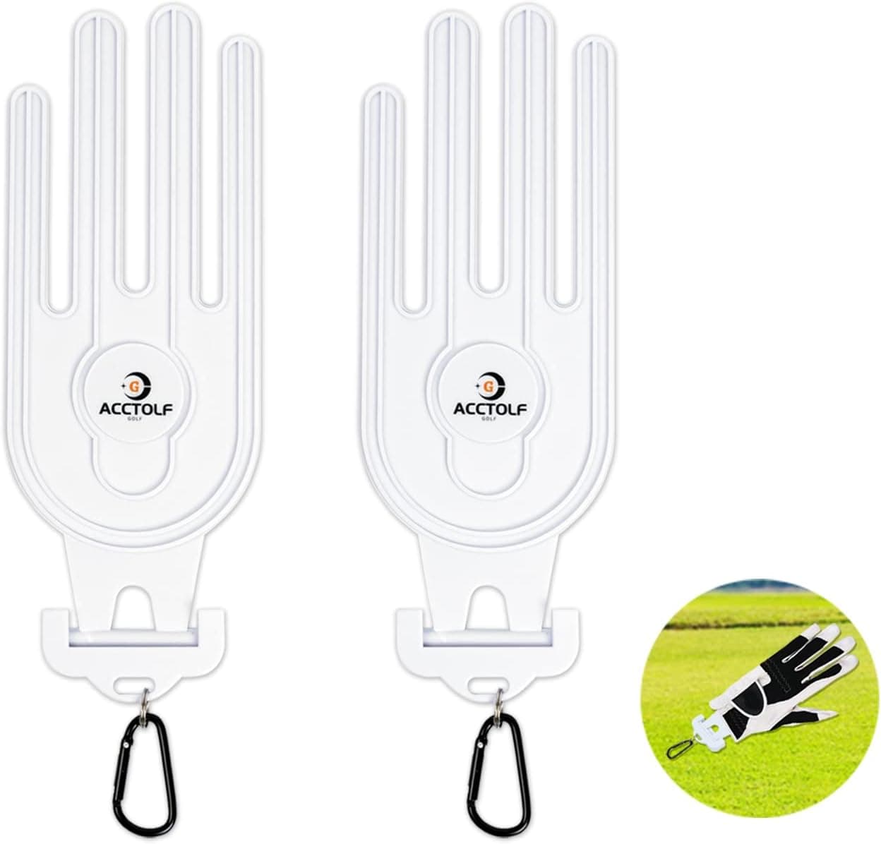 ACCTOLF Golf Glove Holder, 2PCS Durable Golf Gloves Stretcher with Hook for Golf Bag Accessories, Holder Hanger Keeper Dryer Shaper Tool for Golfer Gloves Maintenance