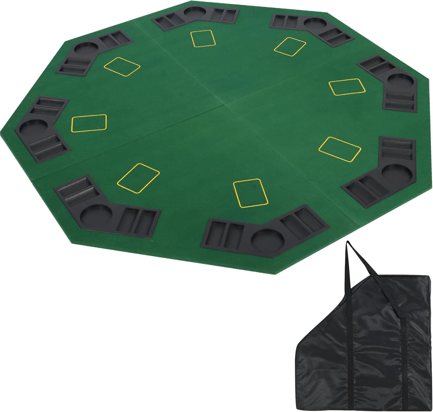 Varbucamp 48 Inch Foldable Poker Table Top Square, 8 Player Anti-Slip Texas Poker Layout Mat for Table with Cup Holder for Family Game, Casino