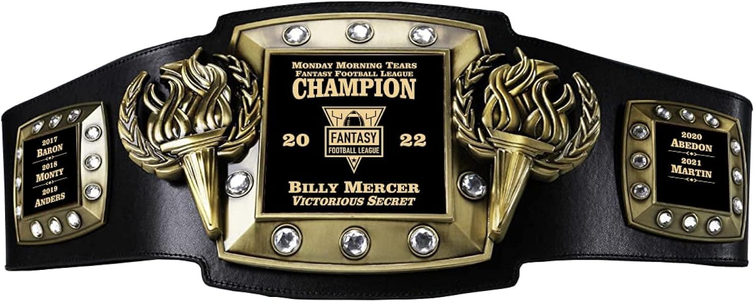 Championship Belt, Victory Torch Series, Fully Customizable & Personalized, For ALL Sports, Fantasy Football, Sale Contests, MVP, Free Design Help, Quick Shipping, Heavy Thick Metal, Gift Box