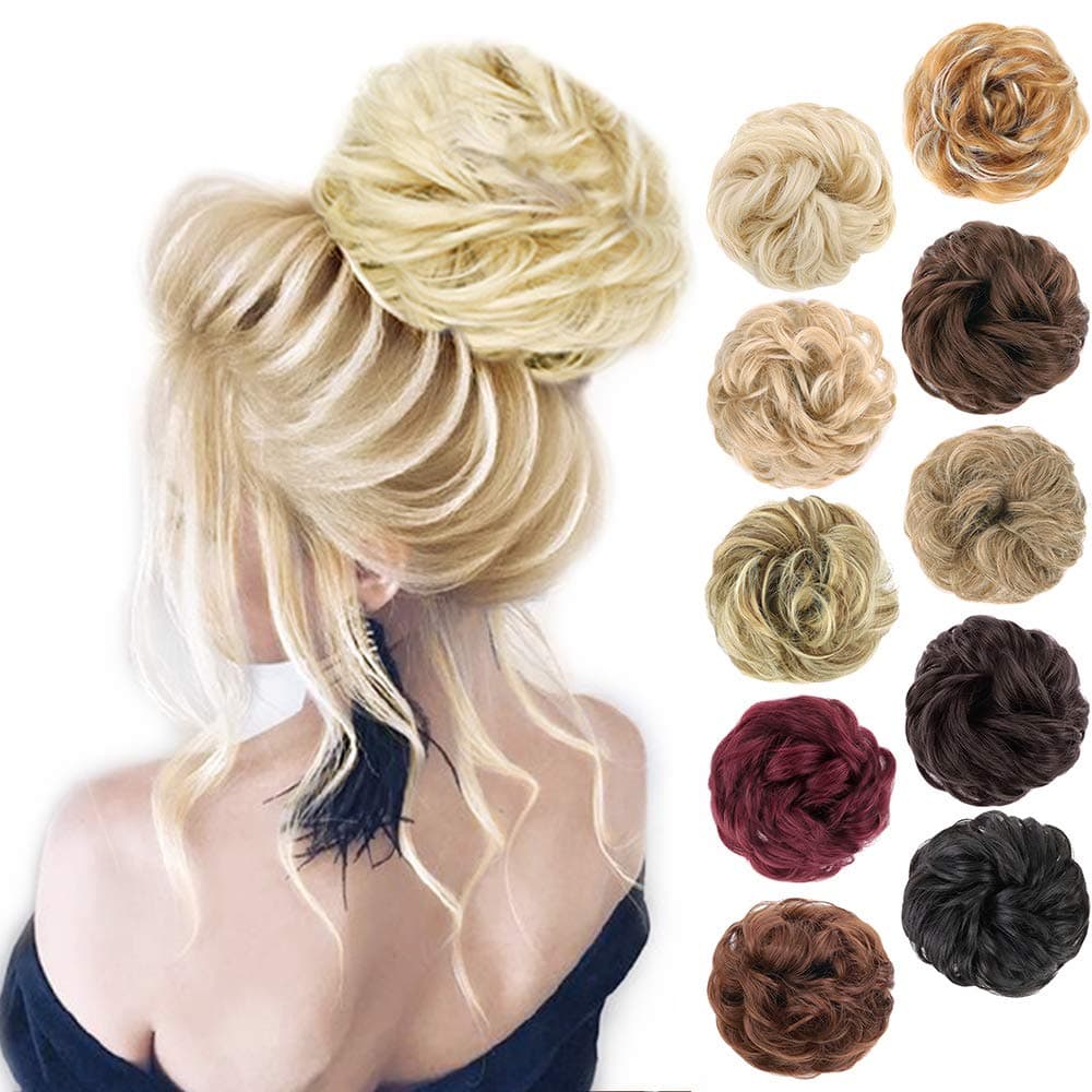MORICA 1PCS Messy Hair Bun Hair Scrunchies Extension Curly Wavy Messy Synthetic Chignon for Women Updo Hairpiece