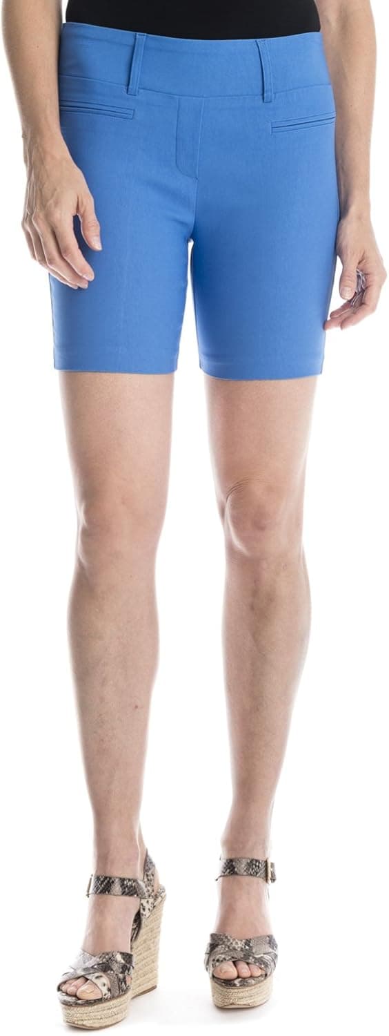 Rekucci Women's Ease In To Comfort Fit Dressy Biker Short With Reese Pocket Detail (10,Cool Blue)