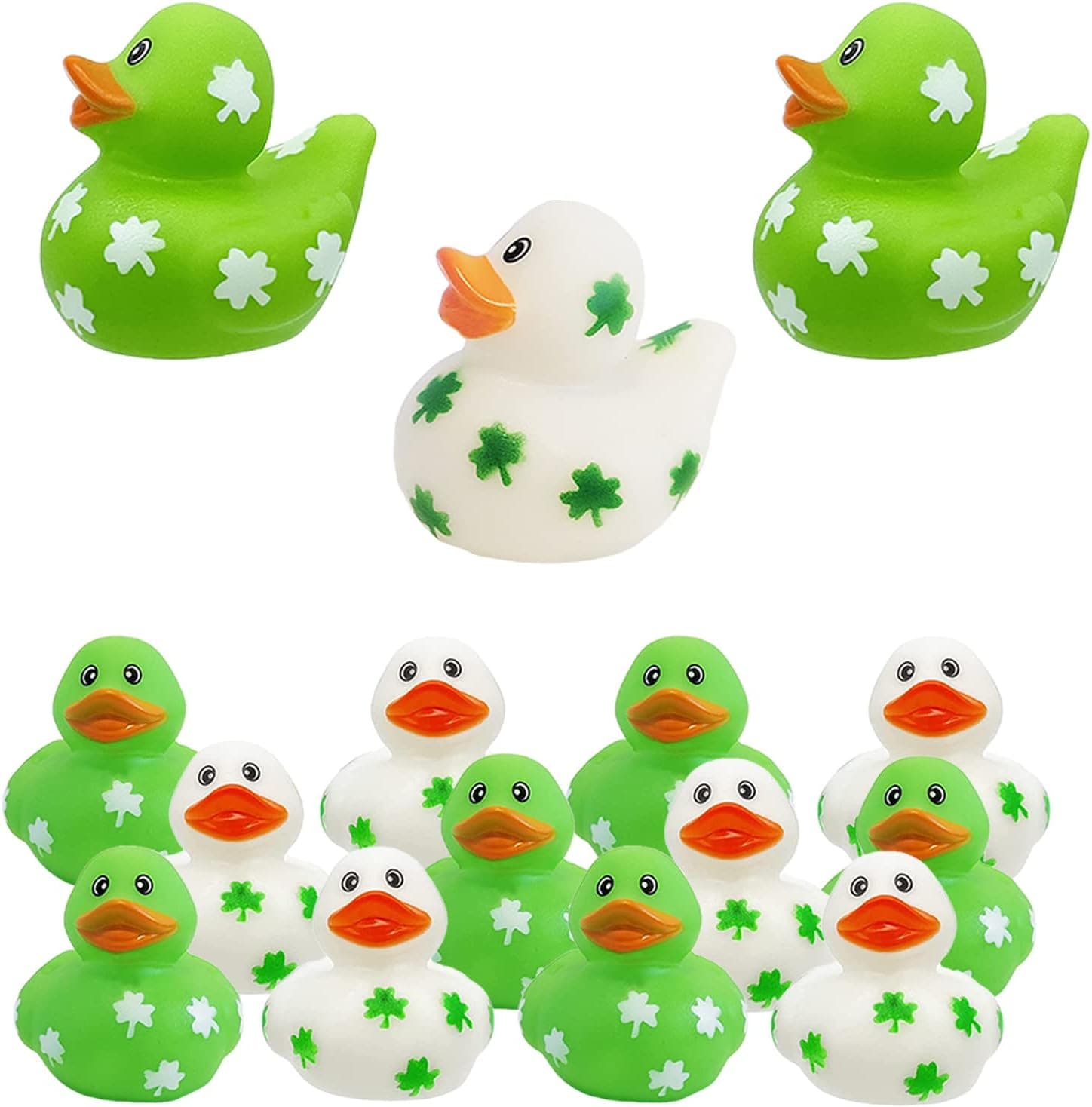 St. Patrick's Holiday Rubber Duck Toy Duckies for Kids, Bath Birthday Gifts Baby Showers Summer Beach and Pool Activity, 2" (12-Pack)