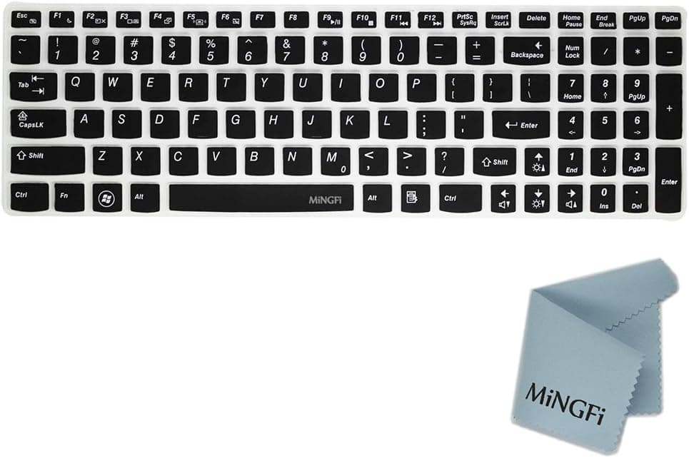 MiNGFi Silicone Keyboard Cover Protector Skin for Lenovo IdeaPad B570 B575 B580 B590 B590A G500 G510 G570 G580 G585 G575 G700 G710 G770 G780 Z585 Z560 Z565 Z570 Z500 Z580 Y580 Y570 Y570D Y510p Flex 15 US Keyboard Layout - Translucent Black