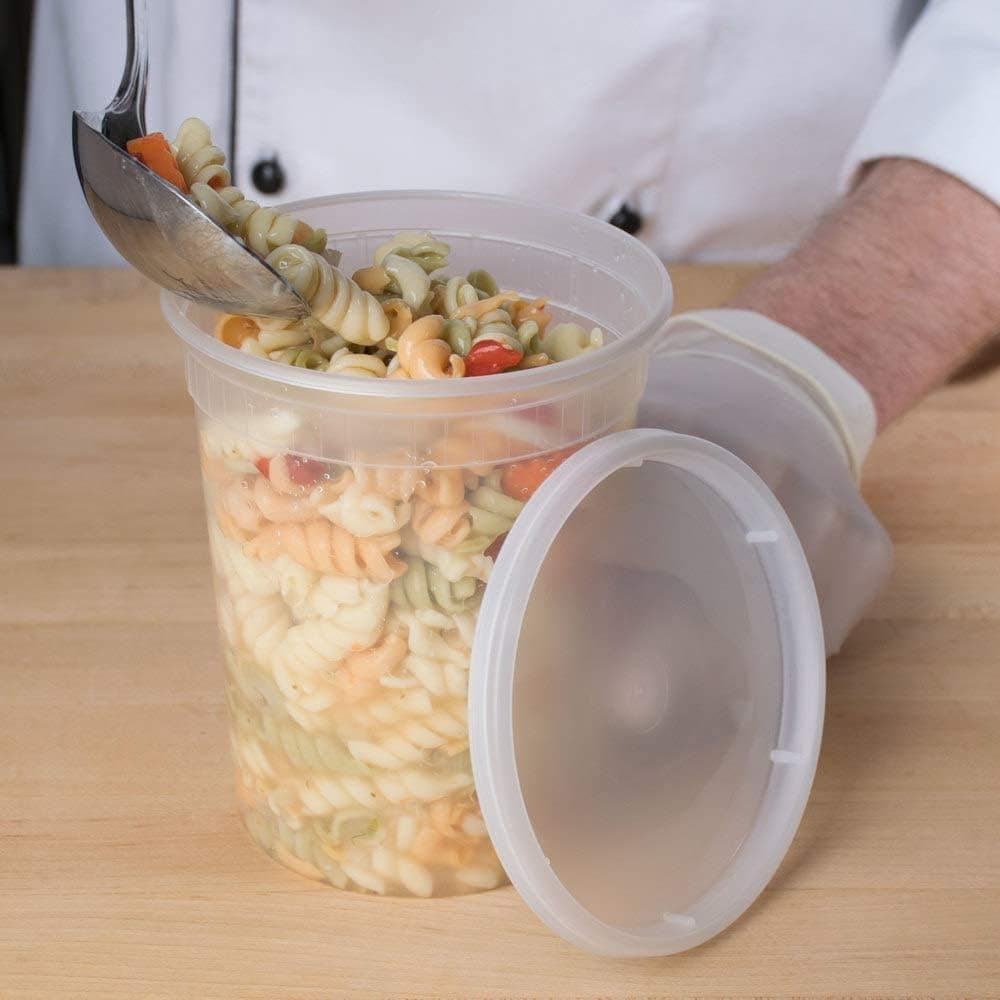 Minoqi ChoicHD 32 oz. Microwavable Translucent Plastic Deli Container and Lid Combo Pack - Microwavable, Food Storage Container with Lid, Leak-proof, Dishwasher 6pcs
