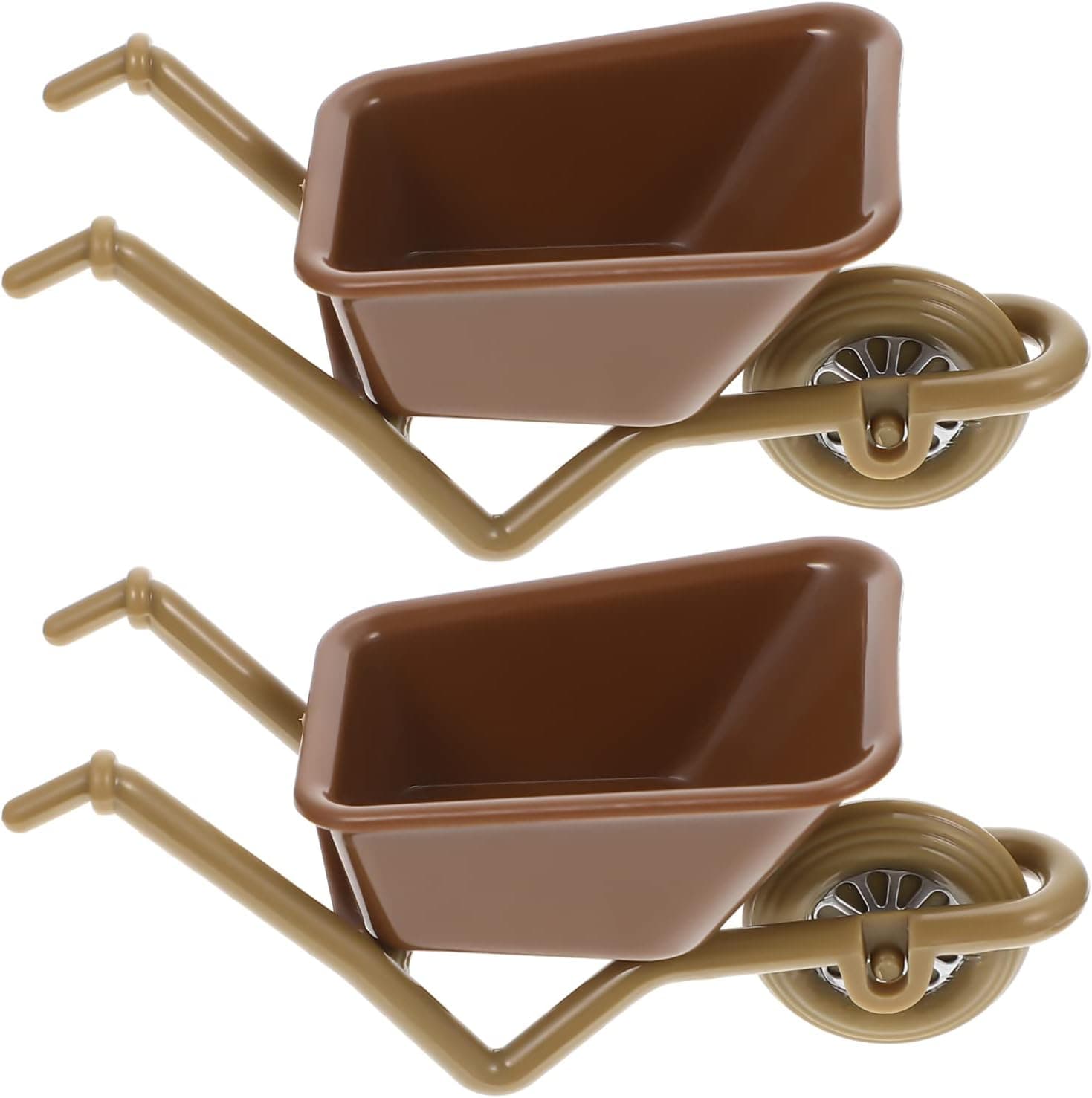 Totority Cart Wheelbarrow Toy, Miniature Wheelbarrow Toy 2pcs Mini Wagon Miniature Cart Mini Wheelbarrow Dollhouse Child Day Furniture