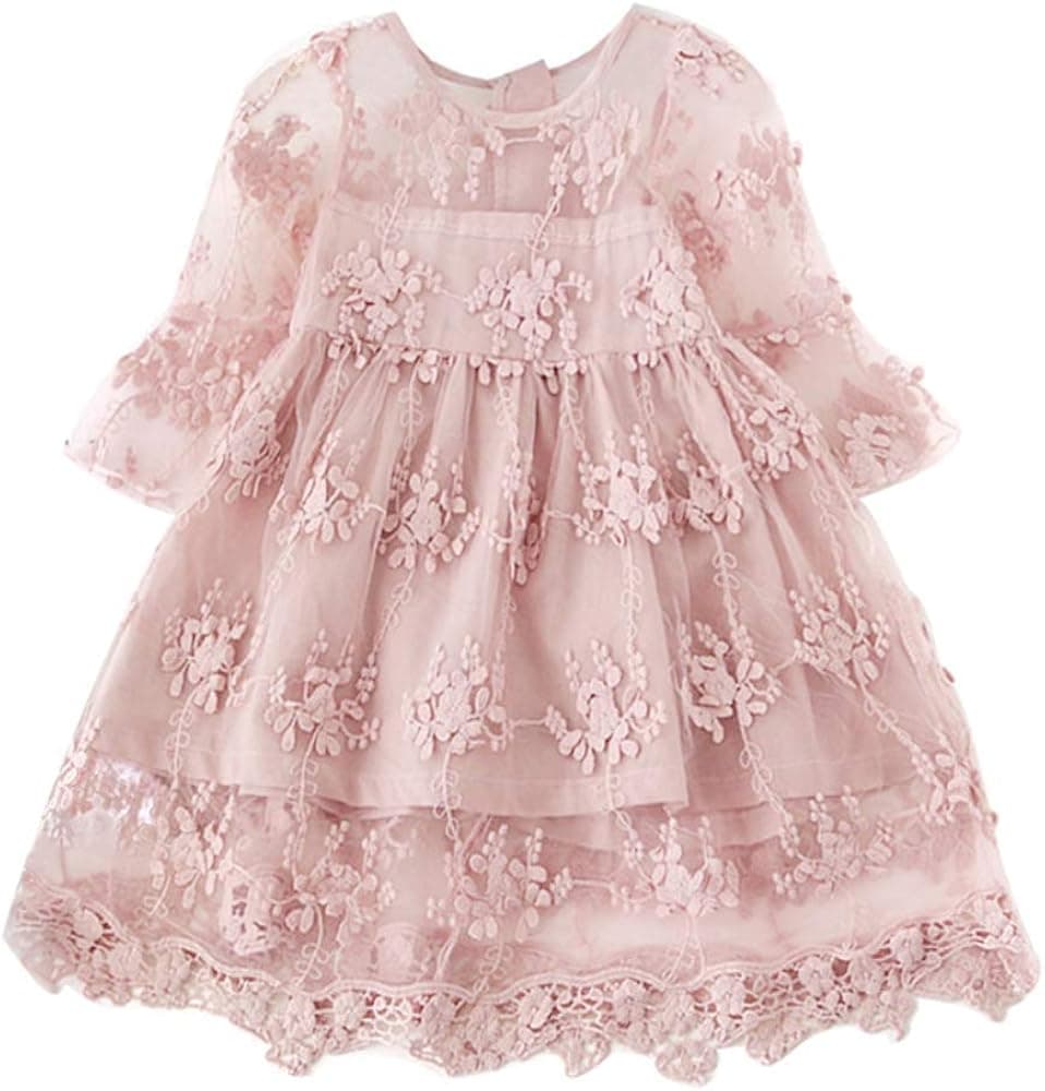 NNJXD Flower Girls Dress Girls Lace Princess Party Pageant Tulle Summer Vintage Dress