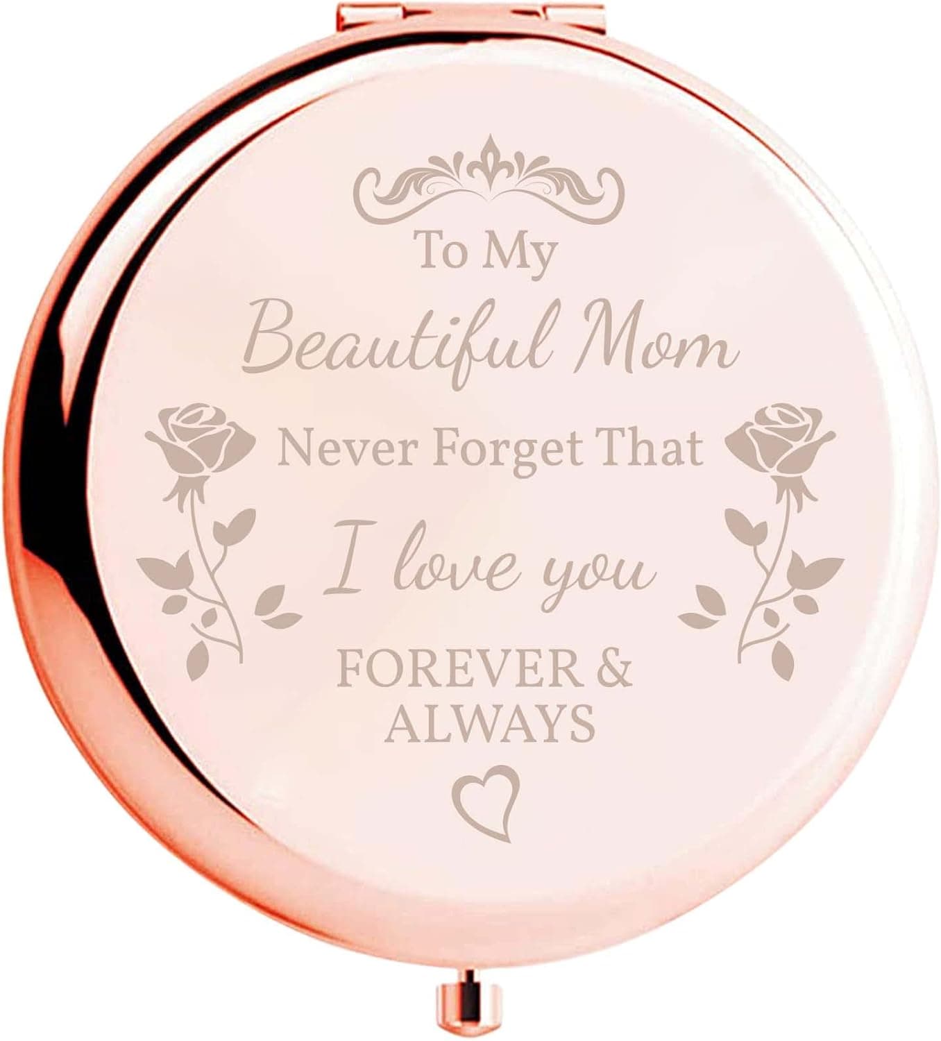 kuukzuuk Birthday Gift for Mom, to My Beautiful Mom Gorgeous Rose Gold Compact Mirror Unique Gifts for Women from Daughter Son, Mom Gift for Birthday Christmas Thanksgiving Gift Idea