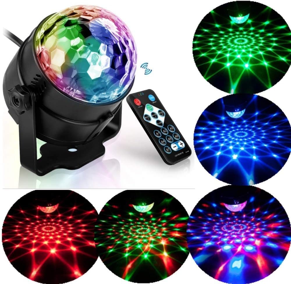 Disco Lights Party Lights Colorful Magic Ball Lights Seven Colors Strobe Lights 7 Modes Sound Activated Remote Control Christmas Family KTV Wedding Show bar car Interior Decoration Good Choice