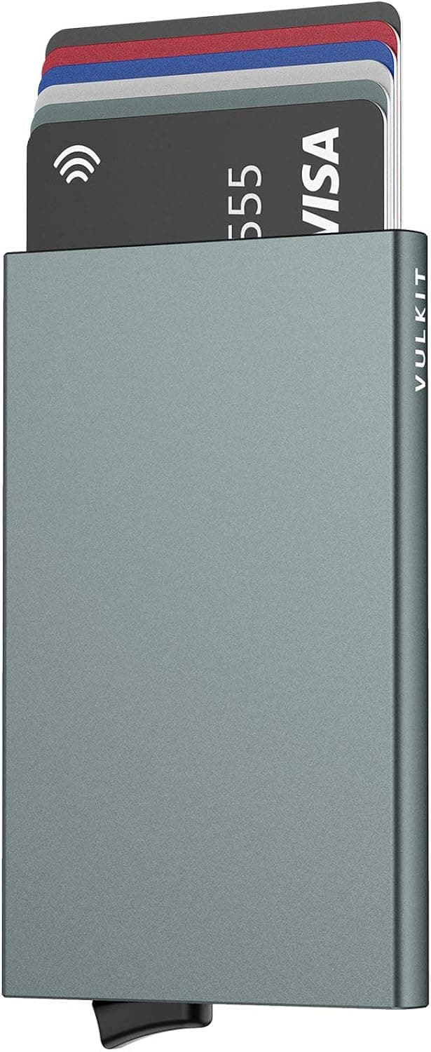 VULKIT Pop Up Wallet, Slim Minimalist Credit Card Holder For Men and Women RFID Blocking Mini Metal Case