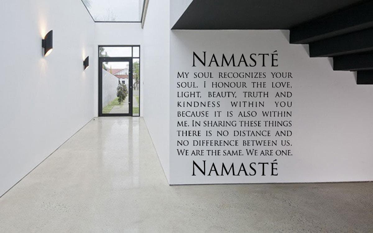 Removable Vinyl Sticker Mural Decal Art Decor Namaste Word Phrase Quote Yoga Studio Business Poster Peace Meditation Sign Logo SA134
