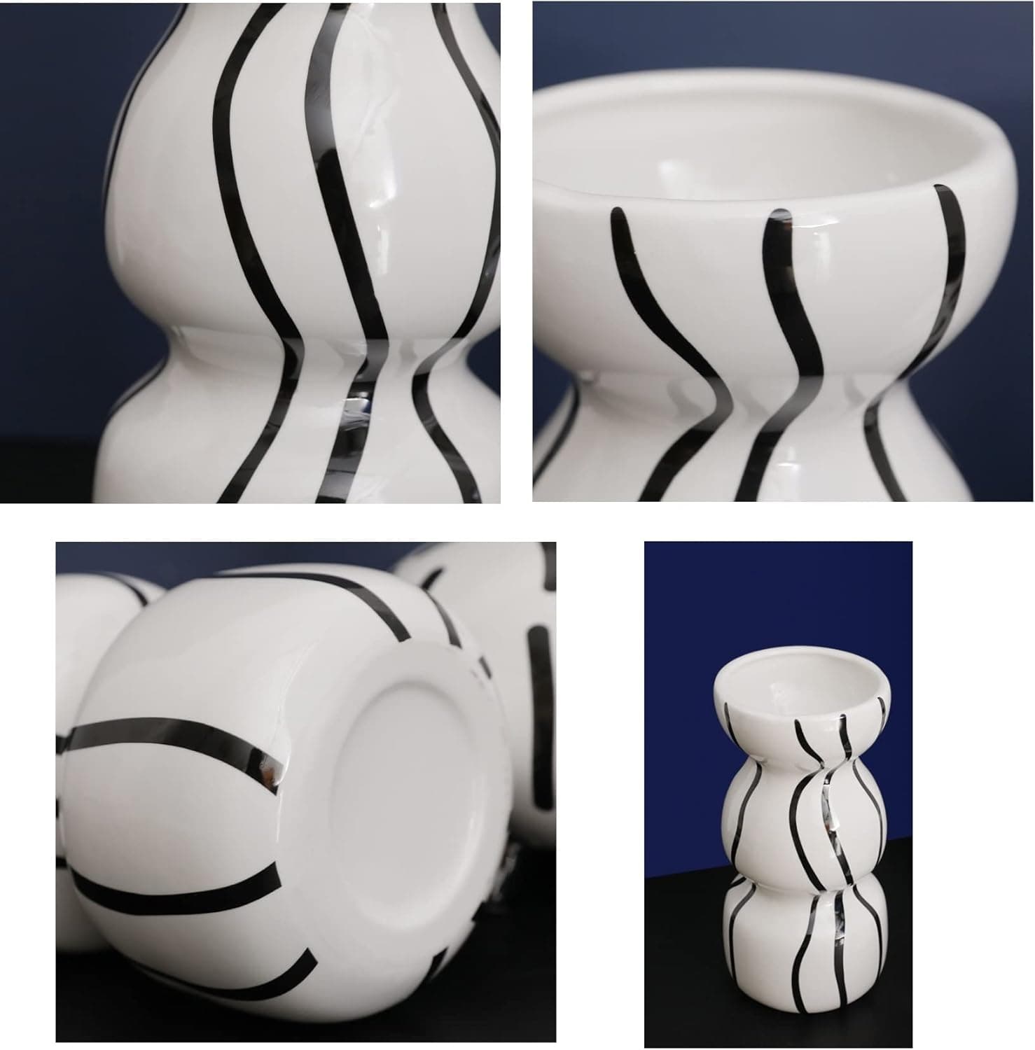 Black nd White Striped vase (Ocean Wave)