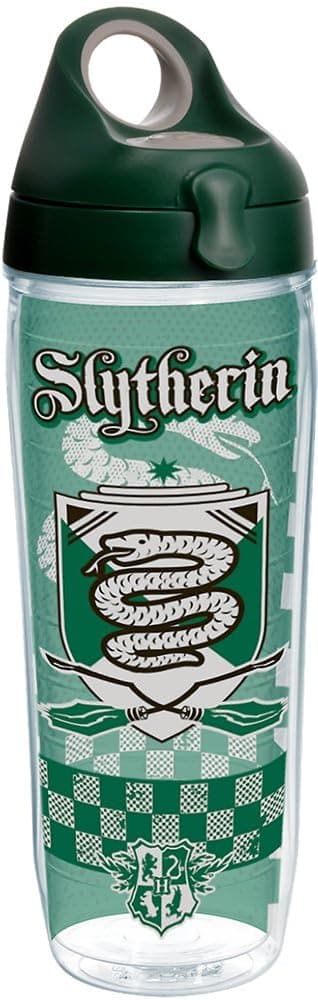 Tervis Harry Potter-Slytherin Quidditch Insulated Tumbler with Wrap and Hunter Green with Gray Lid, 24 oz Water Bottle - Tritan, Clear